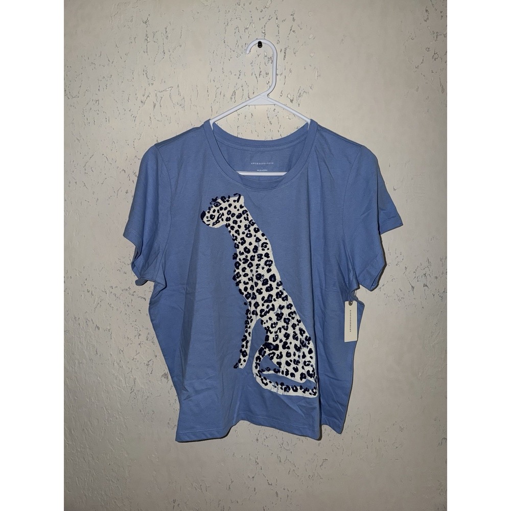 Anthropologie Top maeve evelyn perfect cotton tee Shirt Animal Printed Large